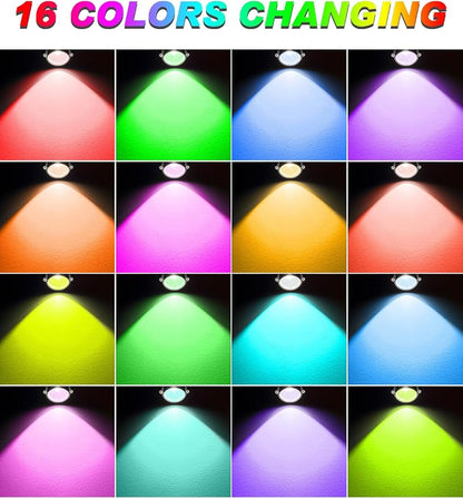 Christmas RGBW Outdoor Spotlights for Yard, 10W Color Changing Landscape Lights with Remote Control 120V LED Landscape Lighting Waterproof Spotlight with Plug Tree Garden Path Decoration(2Pack)