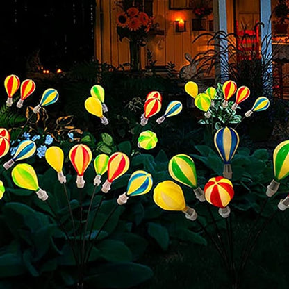 2pcs Solar Hot Air Balloon Stake Lights LED Firefly Outdoor Garden Solar Lawn Decorations Weatherproof Pathway Lamps for Patio Yard Camping and Landscape Lighting