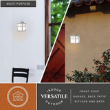 VAXCEL Mission 9.5 in. H 1-Light Stainless Steel Mission Outdoor Wall Sconce Made of Durable Steel, White Tiffany | Lumora