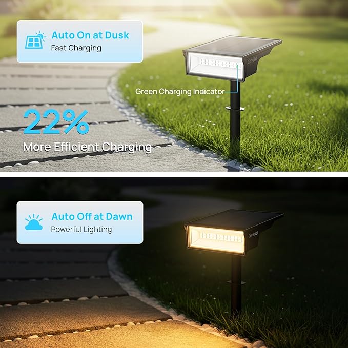 Consciot Solar Lights Outdoor Waterproof, 3 Color Solar Garden Light, Adjustable 170° Spot Lights for Outside Yard Landscape Lighting Pathway Halloween, IP65, Auto On/Off, 4 Pack, WS002UCW