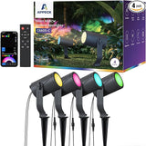 APPECK Smart Outdoor Spot Lights 24W, RGBCW Color Changing Landscape Lights 4 Pack, IP65 Waterproof Low Voltage | Lumora