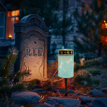 Dragonfly Cemetery Solar Lights for Grave Printed Solar Garden Lights for Cemetery Solar Lights Outdoor Garden, Eternal Lights for Cemetery Grave Decorations Green