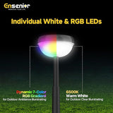 Ensenior Solar Pathway Lights IP65 Waterproof, RGB Color Changing & 6500K Cool White, 8-16Hr Runtime, Flower | Lumora