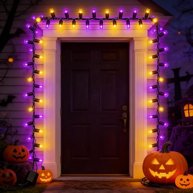 Halloween String Lights (Orange & Purple - Steady, 25FT), Mini LED String Lights, IP68 Waterproof Fairy Lights for Outdoor Indoor Holiday Party Patios Wedding Valentines Day Xmas Decor