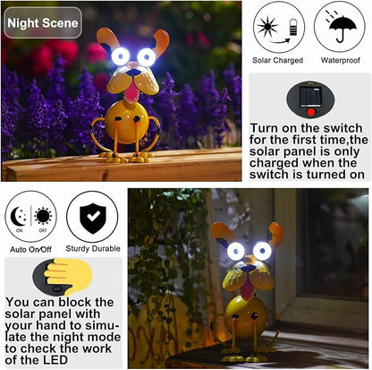 Dog Solar Lights Outdoor,Yard Art Metal Dog Statues,Outdoor Funny Statue for Garden Decor Yard Lawn Ornaments