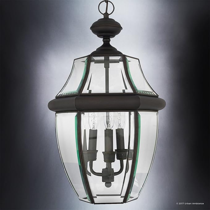 Urban Ambiance Luxury Colonial Outdoor Pendant Light, Large Size: 21" H x 12.5" W, with Tudor Style Elements | Lumora