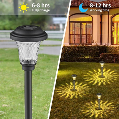 Solar Pathway Lights Outdoor 15 Lumens Solar Yard Lights Waterproof Auto On/Off Warm Light for Walkway Yard Backyard Lawn Landscape Lighting Decor, Pack of 6
