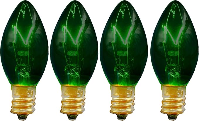 EST. LEE DISPLAY L D 1902 Outdoor Patio String Lights Bulbs & Green Hanging Cord Set Christmas Holiday Seasonal Light Bulbs & Cord Included 25FT C-9 E17 (Green Wire, Green)