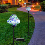 Bshine Mushroom Solar Outdoor Lights, Mosaic Mushroom Lamp Hand-Blown Glass Waterproof Metal Stakes Decorate | Lumora