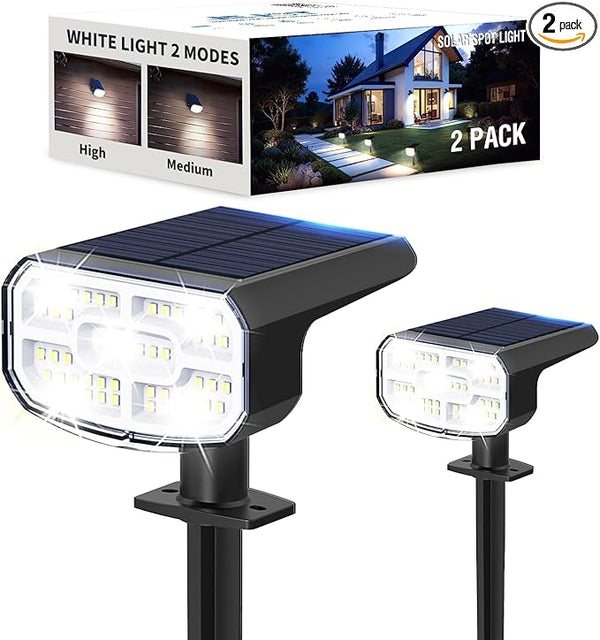 Solar Lights Outdoor Waterproof IP65, Super Bright LED, Cool Light 2 Lighting Modes Selectable, Solar Powered Yard | Lumora
