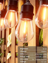 Svater Outdoor Led String Lights 25 FT, Patio Lights for Outside with 9pcs S14 Shatterproof Bulbs, 1 Watt E26 | Lumora