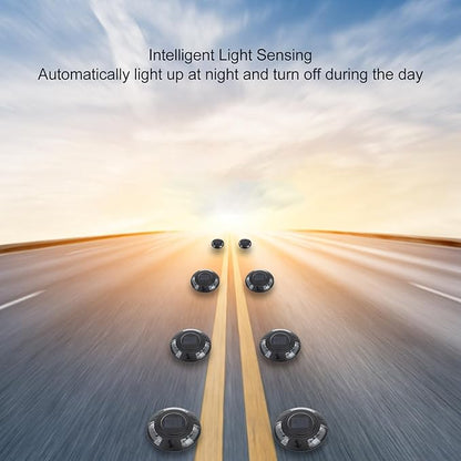 Fafeicy Solar Driveway Marker Light Aluminium Alloy Solar Powered Outdooor IP68 LED Road Studs Lamp for Sidewalk Pathway (Blue Light)