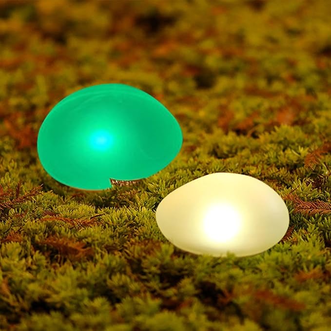 Decorative Solar Lights - Solar Pathway Light, LED Cobblestone Style Yard Lamps | Color Changing Stone Lights, Outdoor Garden Lighting for Landscape Patio Walkway Backyard Front Yard Entrance