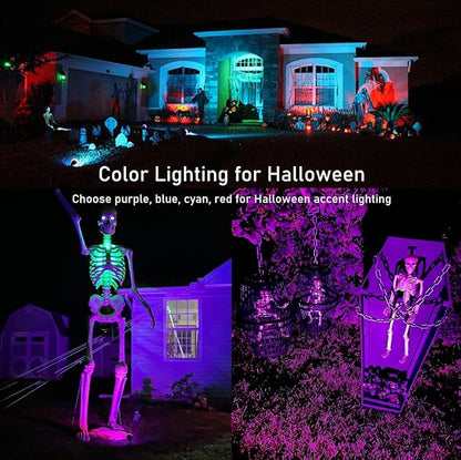 TOVEENEN 25W Color LED Outdoor Landscape Spotlight - Waterproof RGB Spot Lights for Yard Tree House Halloween Christmas, Dual Mode, 120V 25W