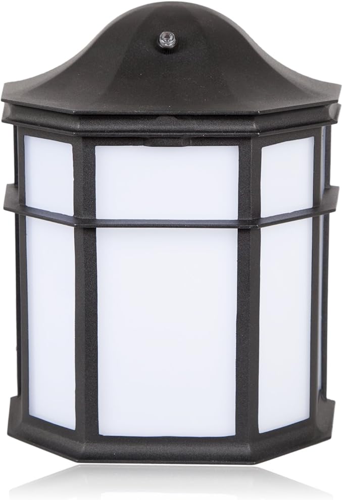 Maxxima Black Aluminum Outdoor LED Wall Pack Light - Featuring Automatic Dusk to Dawn Photocell Sensor, 1200 Lumens, 3000K Warm White, Decorative Sconce Lighting for Porch or Patio