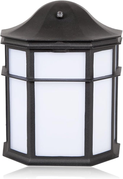 Maxxima Black Aluminum Outdoor LED Wall Pack Light - Featuring Automatic Dusk to Dawn Photocell Sensor, 1200 Lumens, 3000K Warm White, Decorative Sconce Lighting for Porch or Patio