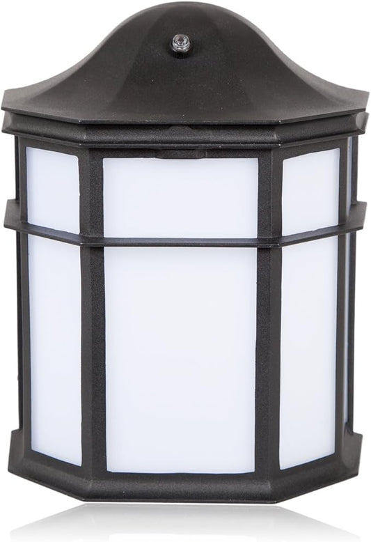 Maxxima Black Aluminum Outdoor LED Wall Pack Light - Featuring Automatic Dusk to Dawn Photocell Sensor, 1200 Lumens, 3000K Warm White, Decorative Sconce Lighting for Porch or Patio
