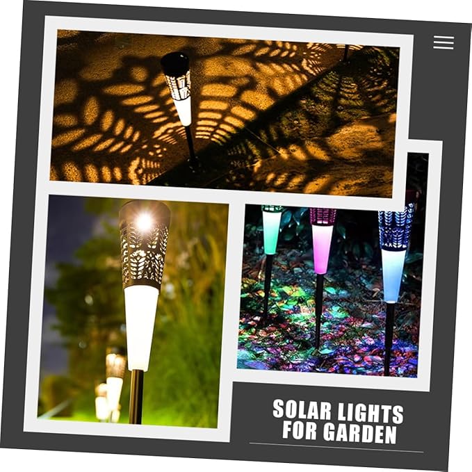 NUOBESTY 6pcs Solar Powered Lawn Lights Warm Colorful LED Garden Pathway Lights Waterproof Outdoor Yard Stakes for Patio Courtyard Walkway Decoration