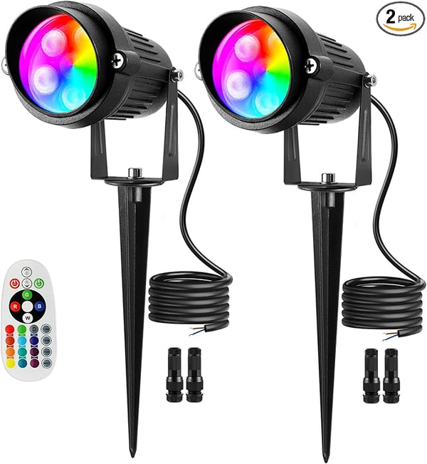 Junview Christmas RGB Color Changing Low Voltage Landscape Lights LED Landscape Lighting Remote Control Outdoor | Lumora