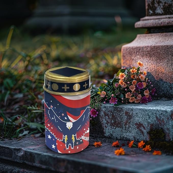 Patriotic Solar Garden Light American Flag Eagle Print Solar Light Outdoor Landscape Path Light 4th of July Solar Path Light for Yard Lawn Home Night Light