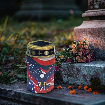 Patriotic Solar Garden Light American Flag Eagle Print Solar Light Outdoor Landscape Path Light 4th of July Solar Path Light for Yard Lawn Home Night Light