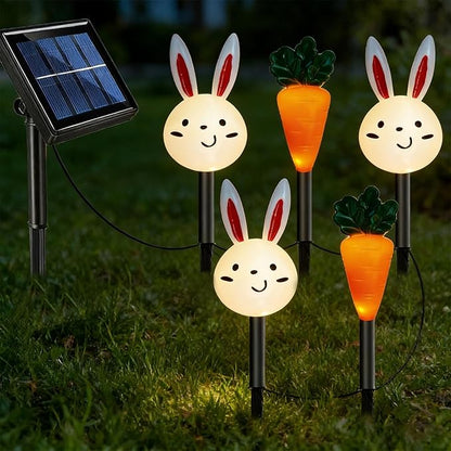 Easter Solar Pathway Lights Outdoor - Waterproof Lighting Carrot Bunny Easter Decor - Yard Solar Lights - for Garden Yard Patio Porch Lawn Walkway Courtyard Landscaping
