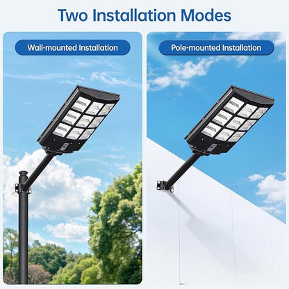 8000W Solar Street Lights Outdoor Waterproof –7000K LED 240000LM Solar Lights Dusk to Dawn with Motion Sensor & Remote, Commercial Solar Powered Parking Lot Lights for Yard, Garage (2 Pack)