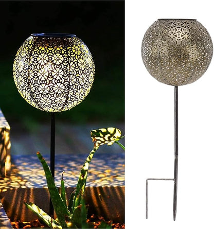 JEOZBM Solar Pathway Lights Decorative, Outdoor LED Solar Powered Landscape Lights, Metal Hollow Design Garden Lights for Lawn Patio Backyard