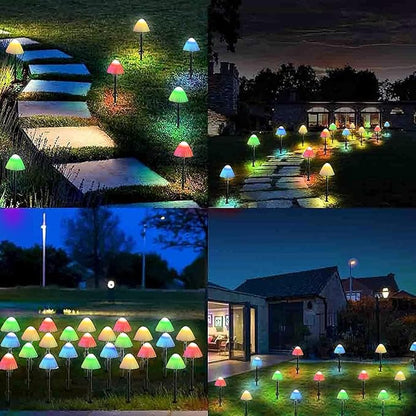Outdoor Solar Garden Lights, Set of 12 Mini Solar Mushroom Light Outdoor Waterproof Cute Mushroom Shaped Pathway Landscape Lights for Yard Patio Garden Party Wedding Festival Decoration （Multicolor)