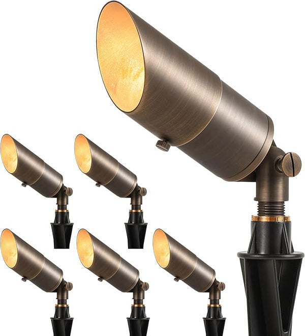 LUTEC Solid Brass Low Voltage Landscape Lighting, 12V Heavy Duty Waterproof Landscape Spotlights, Adjustable Bronze | Lumora
