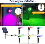 T-SUNUS RGB Solar Spot Lights Christmas Outdoor 6-in-1, Color Changing Landscape Spotlights Pond Lighting | Lumora