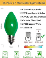 GOOTHY 25 Pack C7 Multicolor Christmas Light Bulbs, C7 Ceramic Colorful Incandescent Christmas Replacement Bulbs | Lumora
