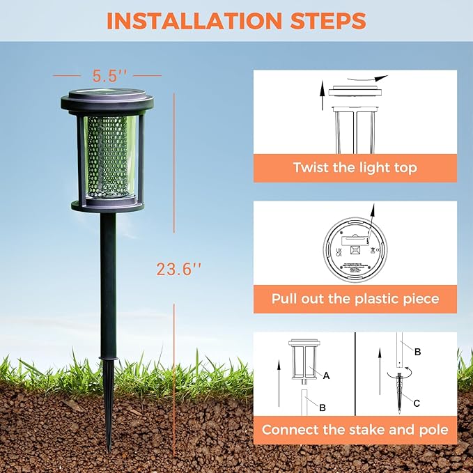 Solar Yard 4-Pack Solar Pathway Lights Outdoor, Solar Powered Landscape Lighting with Honeycomb Structure, Garden Path Lights Outside Waterproof for Pathway, Porch, Walkway, Driveway
