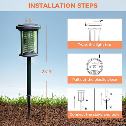Solar Yard 4-Pack Solar Pathway Lights Outdoor, Solar Powered Landscape Lighting with Honeycomb Structure, Garden Path Lights Outside Waterproof for Pathway, Porch, Walkway, Driveway