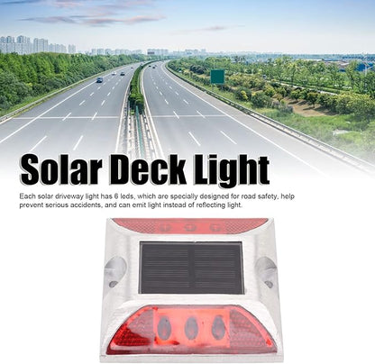 Alomejor Solar Driveway Lights, Cast Aluminum IP68 Outdoor Light with 72 Hour Runtime, 10 Ton Pressure Marker for Pathway and Garden (Red)