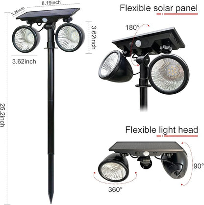 Solar Spotlights Outdoor, IP67 Waterproof 2-in-1 RGB Color Changing Double-Head Solar Lights, Christmas Landscape Decorations for Garden, Yard, Pathway, Driveway, Porch, Walkway