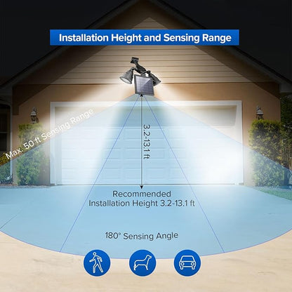 Solar Outdoor Spotlights, 1400-Lumens Bright 36 LED Motion Sensor Spot Lights Waterproof Double Head Security Light Wall Lights Landscape Light for Patio Deck Yard Garden Driveway Lighting