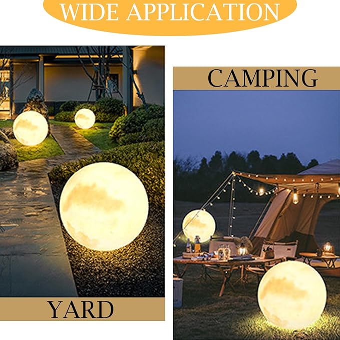 Wiring Powered Globe Shape Outdoor Light,Waterproof Moon Lamp with Resin Lampbody,Unique Outdoor Lighting for Staircase Swimming Pool and Yard(15.74" D)