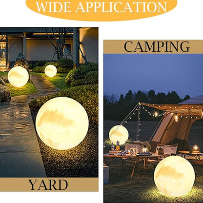 Wiring Powered Globe Shape Outdoor Light,Waterproof Moon Lamp with Resin Lampbody,Unique Outdoor Lighting for Staircase Swimming Pool and Yard(15.74" D)