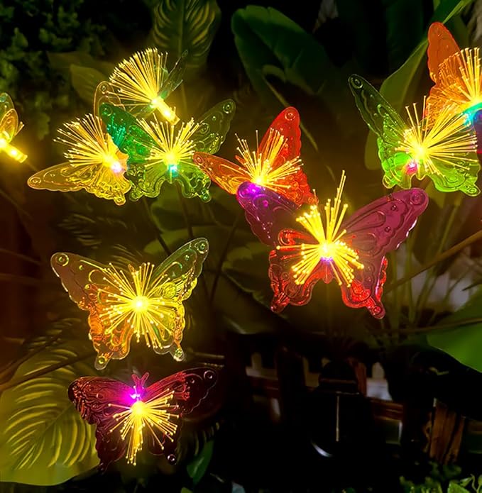 Butterfly Garden Decor Swaying Solar Butterflies Lights Outdoor for Garden Patio Yard Porch Christmas Flower Bed Decorations, House Warming Gifts 2 Pack (Warm White)