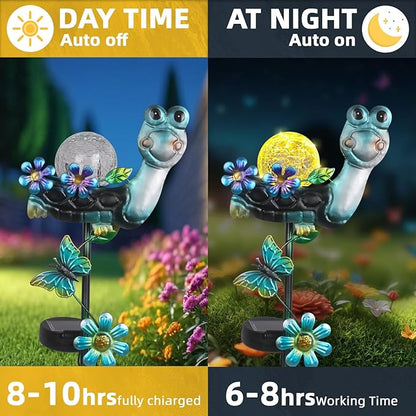 Solar Turtle Garden Stake Lights for Outside 2 Pack Metal Turtle Solar Light Outdoor Decor Waterproof Decorative Garden Stakes Yard Lawn Landscaping Ornaments Housewarming Gifts for Women Mom Grandma