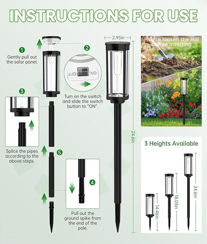 Bright Solar Pathway Lights, 12 Pack Solar Lights Outdoor Waterproof IP65, Auto On/Off Outdoor Garden Decorative Landscape Lighting for Walkway Driveway Lawn Patio Yard