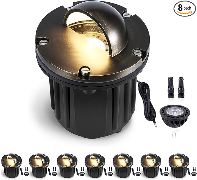 Gardenreet 12V Outdoor Well Light - Brass Weatherproof Electric LED In Ground Landscape Lighting, Low Voltage | Lumora
