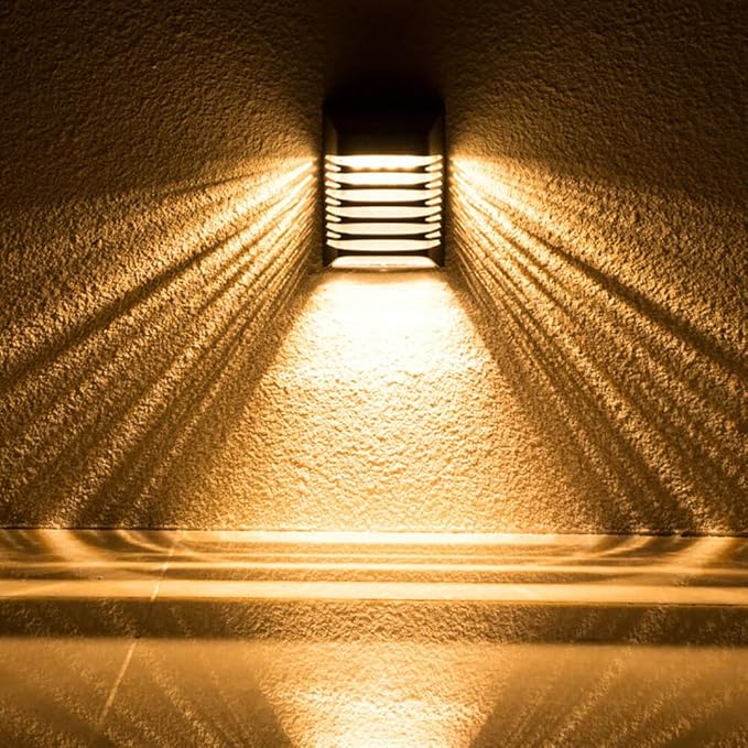 Solar Fence Light Led Waterproof Wall Rail Porch Backyard Lights 500mAh Battery for Garden Deck Pathway Walkways Stairways Patio (4Pcs)