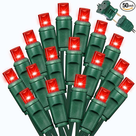 LAMPHOME Red Valentine's Light, 50 LED 25 Ft Mini Christmas String Lights,Waterproof red Lights for Indoor Valentine's Day Garland Wedding Party Festival Xmas Tree Decoration,Commercial Grade