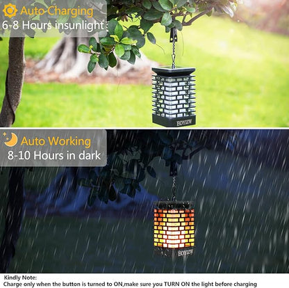 EOYIZW Solar Outdoor Lights 2 Pack- 99 LEDs Flickering Flame Solar Lantern for Garden Decor- IP65 Waterproof Garden Decor for Halloween Patio Yard Porch