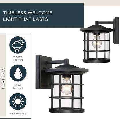 Quoizel Asheville Outdoor Wall Lantern, 10.5 Inch 1-Light Seaside Armour Oil-Rubbed Bronze Wall Sconce, Industrial Light Fixture, 60W Base Bulb, Outside Lights for Patio, Porch, Front Door & Backyard