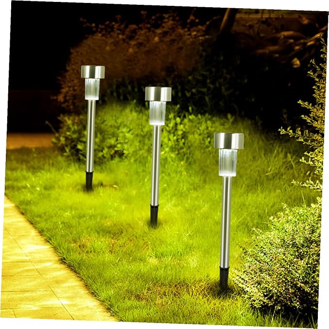 NUOBESTY 6pcs Solar Garden Lights Outdoor LED Landscape Pathway Lamps with Ground Stake for Patio Driveway Decoration