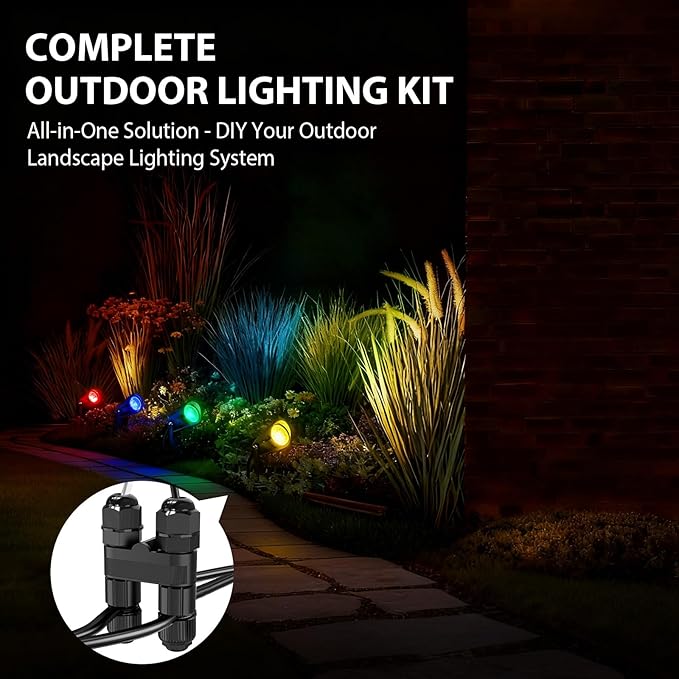 RGBWW Low Voltage Landscape Lighting with Remotes, 12W Color Changing LED Outdoor Spotlights RGB Landscape Lights 12V-24V AC/DC Waterproof for Gardens, Yards, Trees, Pathway, Festival Decor, 2 Pack