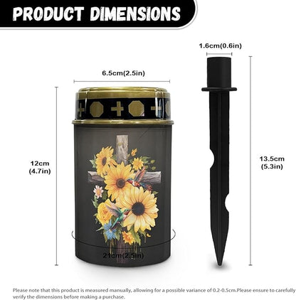 Cross-Sunflower Solar Lights Outdoor Garden Stake Lights Waterproof Cemetery Solar Lights for Grave Landscape Lighting Outdoor Table Lamp Flameless Lights Warm White LED Lantern